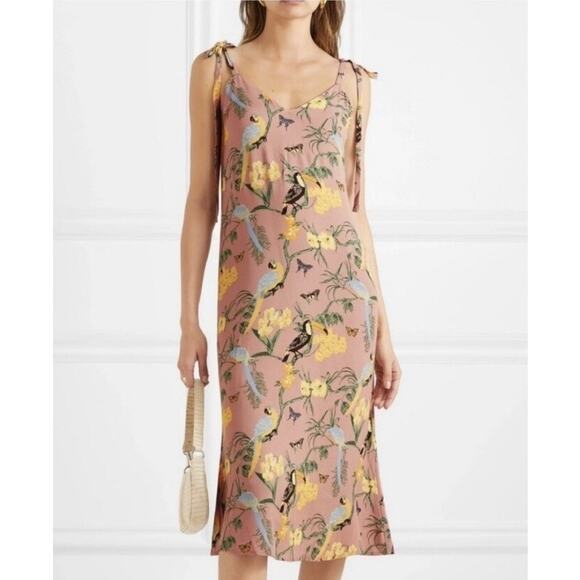 REFORMATION Jade in Pink Conga Tropical Print Midi Dress - Picture 1 of 6